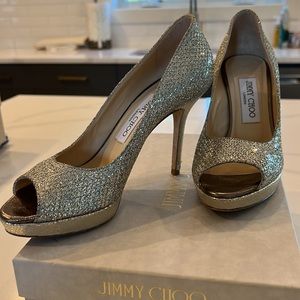 Jimmy Choo Luna glitter fabric heel